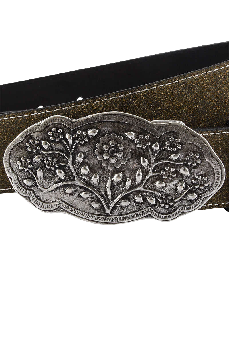 Damen-Leder-Gürtel mit Blüten