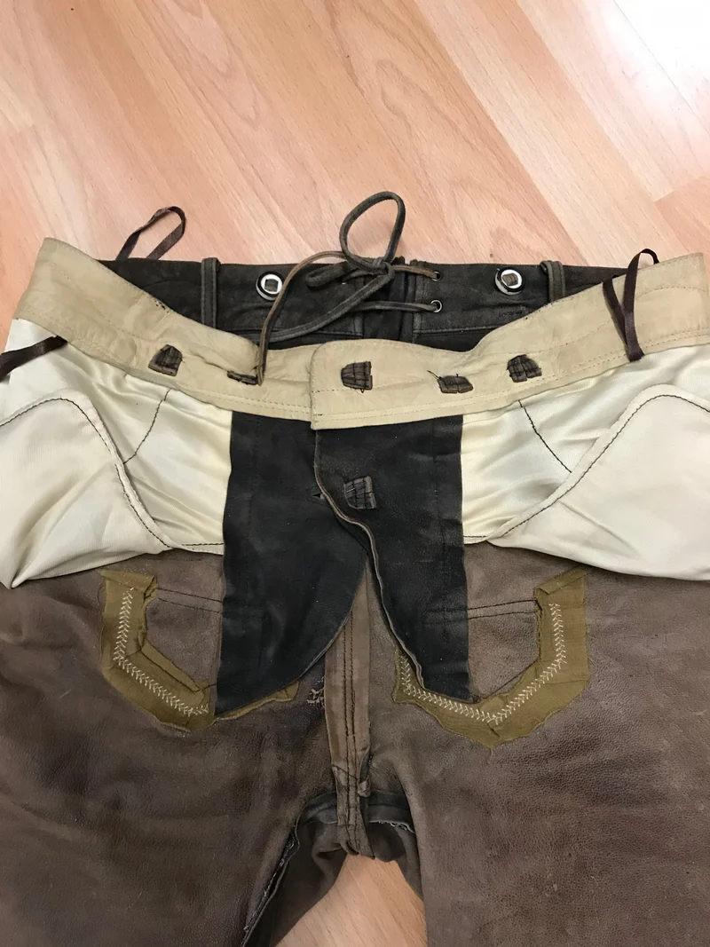 Vintage Trachten Kniebundlederhose dunkelbraun – Echtleder, Gr. 50