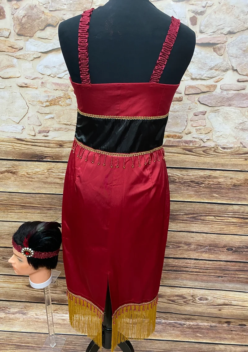 Charlestonkleid Rot Gr. 36 mit Pailletten und Fransen