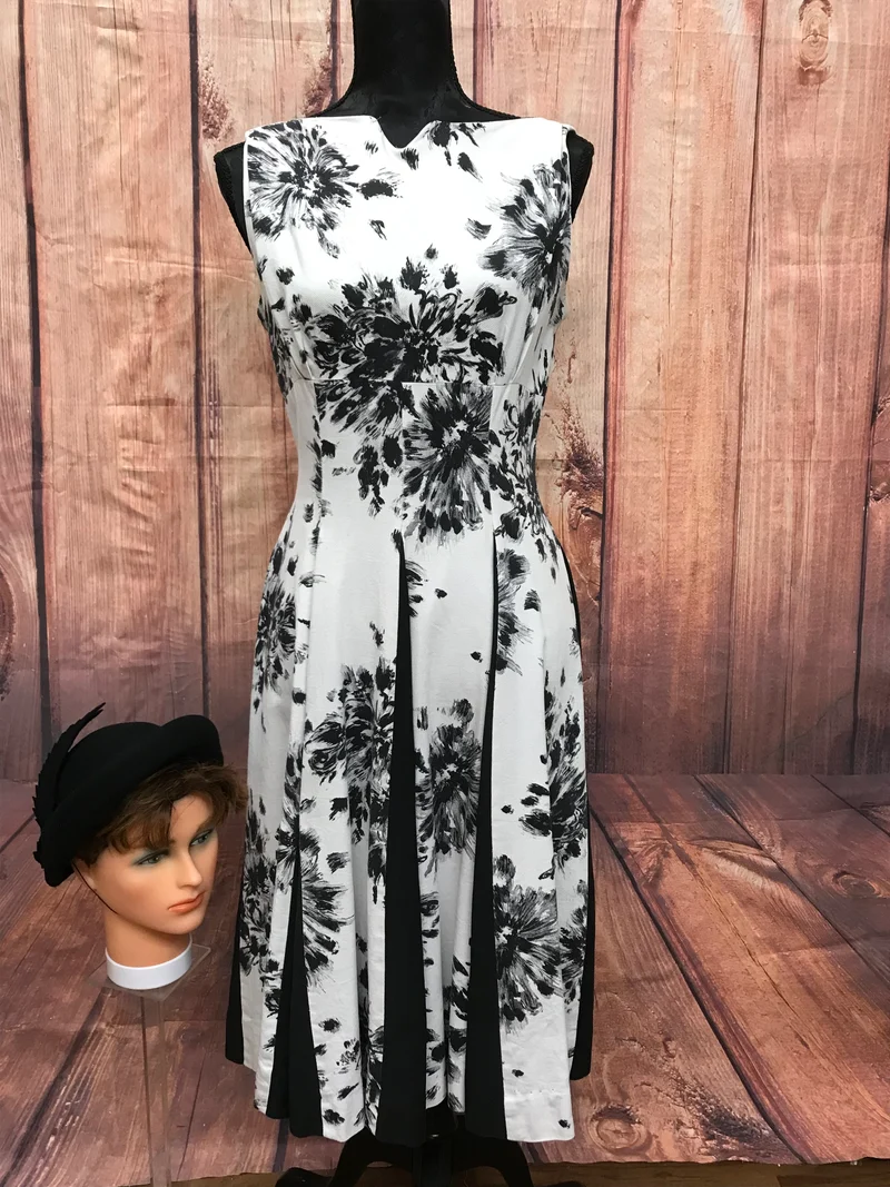 Vintage 50er Jahre Kleid Set Schwarz-Weiß Gr. 38