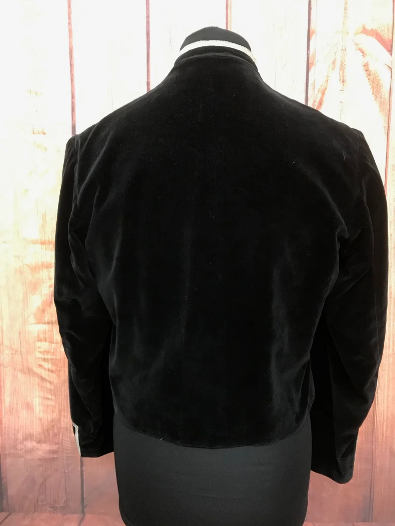 Antike Uniformjacke Samtjacke Dreireiher ca. Gr.44 Schwarzer Samt