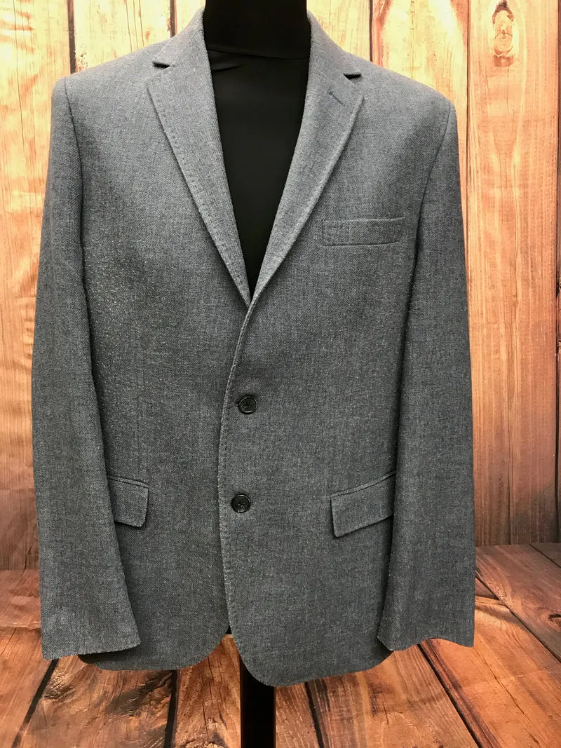 Vintage Herren Sakko Gr. 50 – Blau-Grau mit Ellbogenpatches