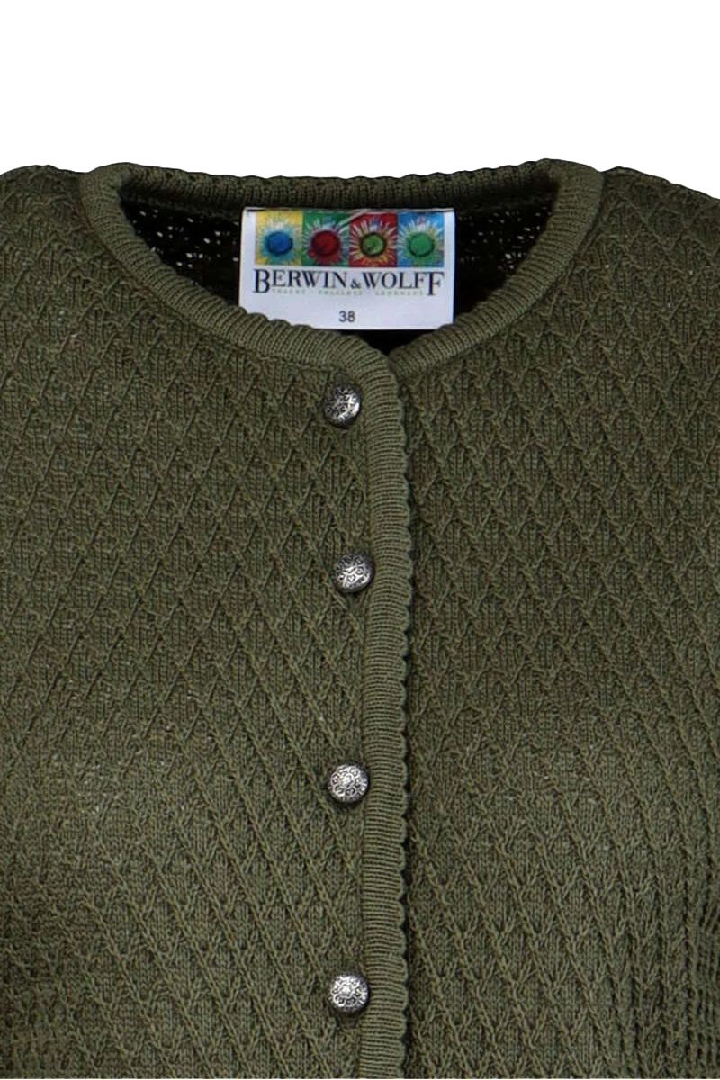 Damen Strickjacke kurz mit Rautenmuster