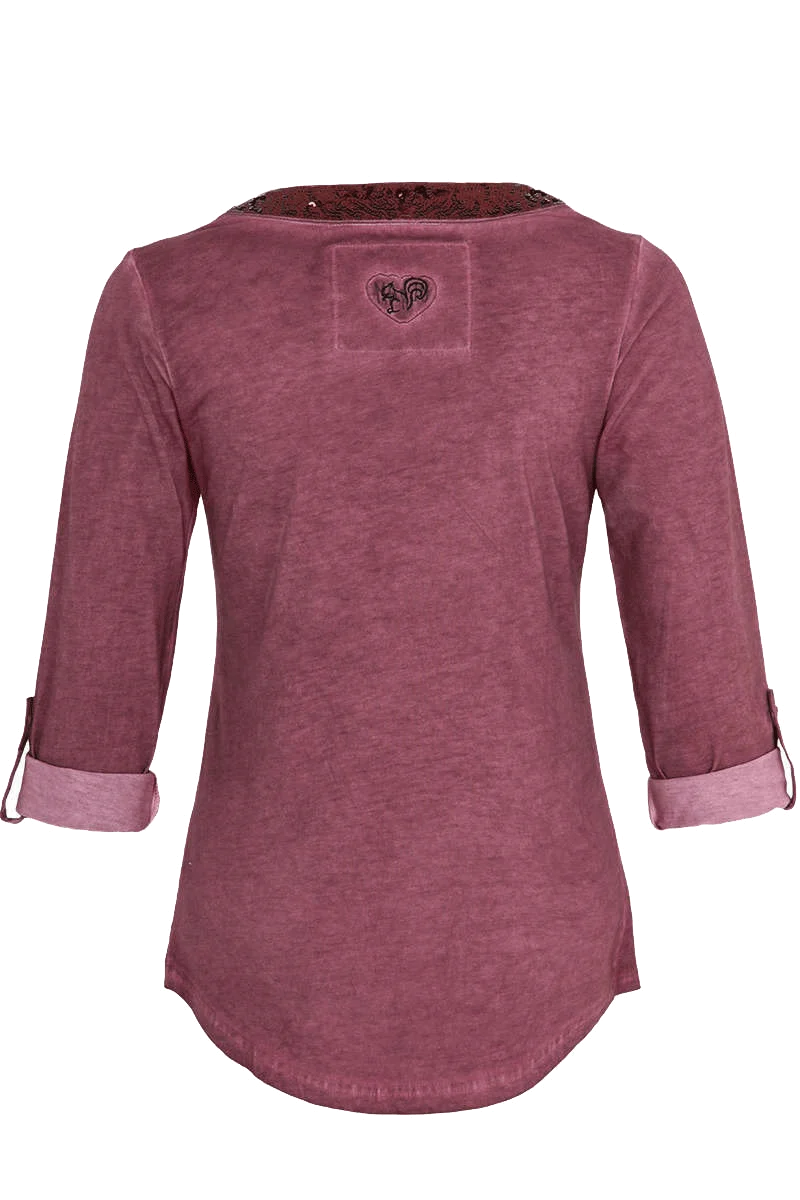 Damen Trachten-Shirt mit 3/4-Arm mit Pailetten-Applikationen