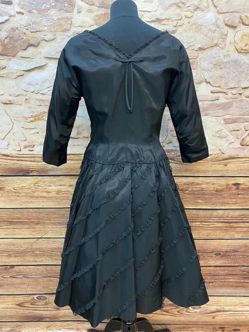 Vintage Cocktailkleid schwarz Taft 50er Bloomfield Gr. 36