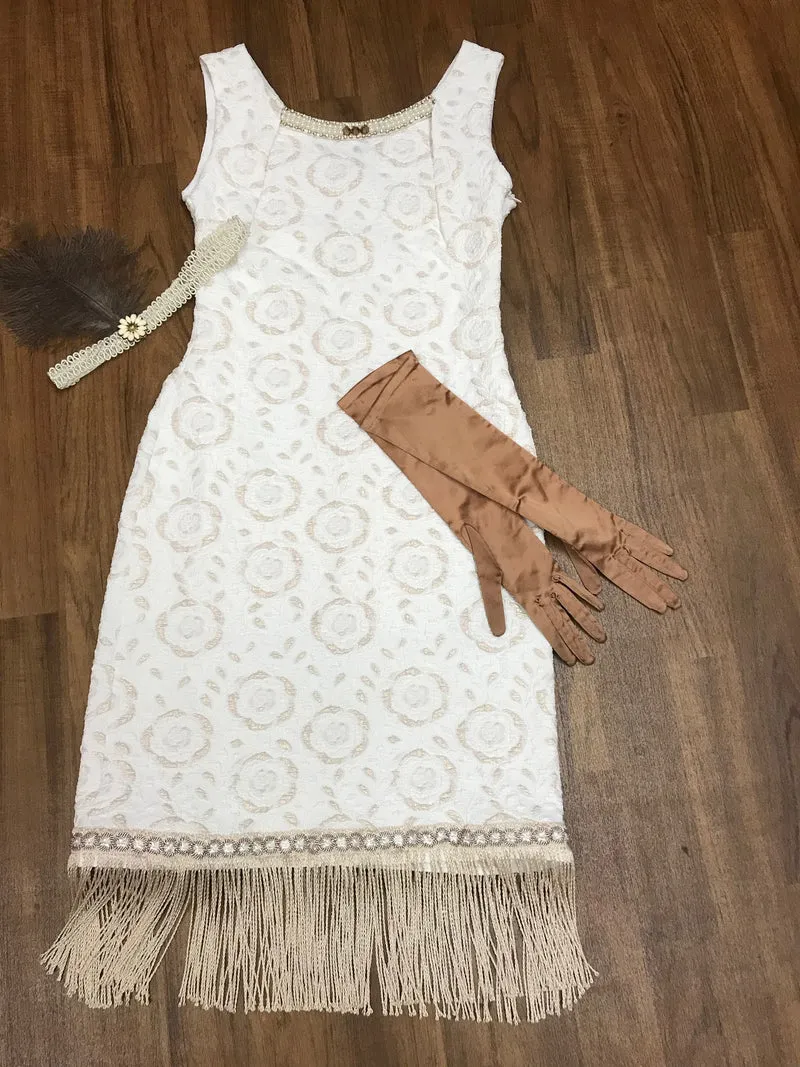 Charleston Kostüm Gr. 34 in Creme, 3-teilig
