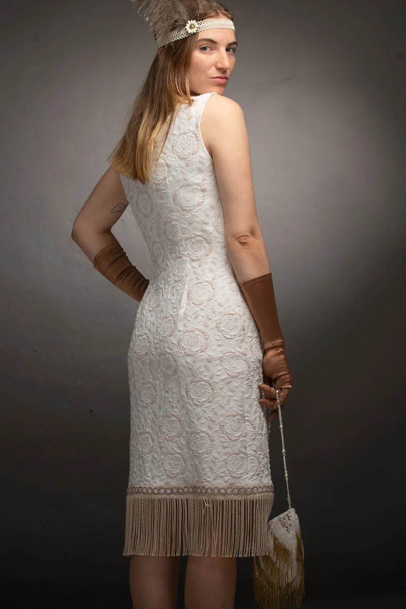 Charleston Kostüm Gr. 34 in Creme, 3-teilig