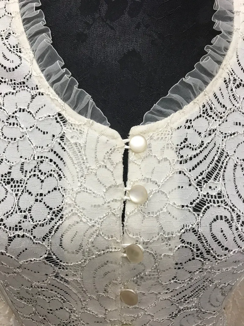 Vintage Spitzen-Jacke Creme Gr. 38 – 80er Jahre Rüschen Dirndl Boho