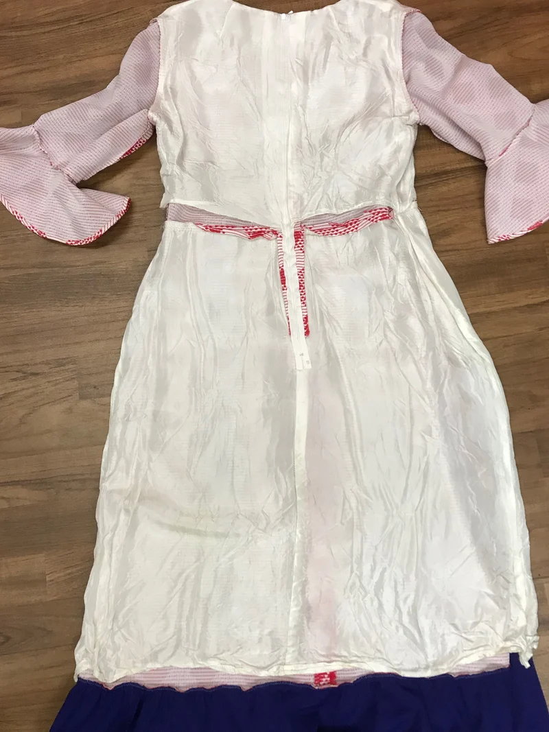 Vintage 70er Jahre Kleid in Rot/Blau – Gr. 42
