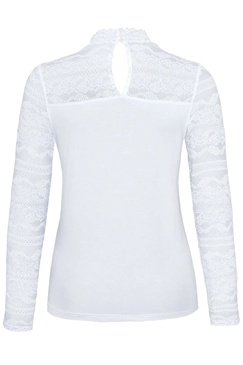Damen Trachten-Longshirt mit Spitze und Stehkragen