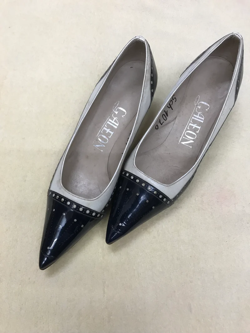 Vintage-Schuhe – 50er Jahre Stil – schwarz/weiß Lackleder (Gr. 39)