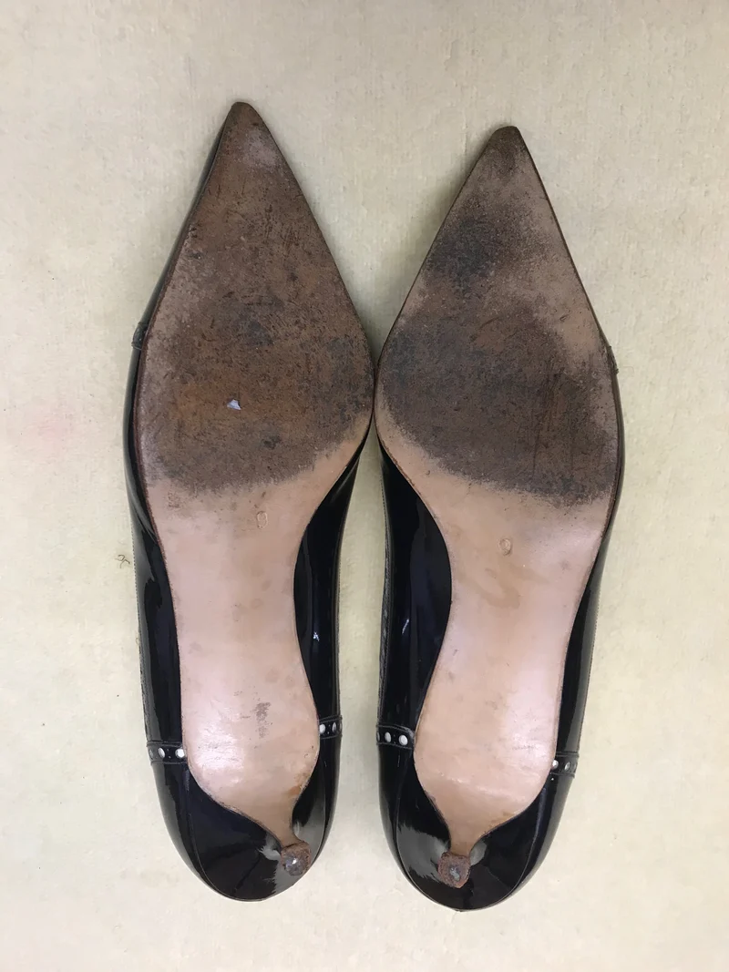 Vintage-Schuhe – 50er Jahre Stil – schwarz/weiß Lackleder (Gr. 39)