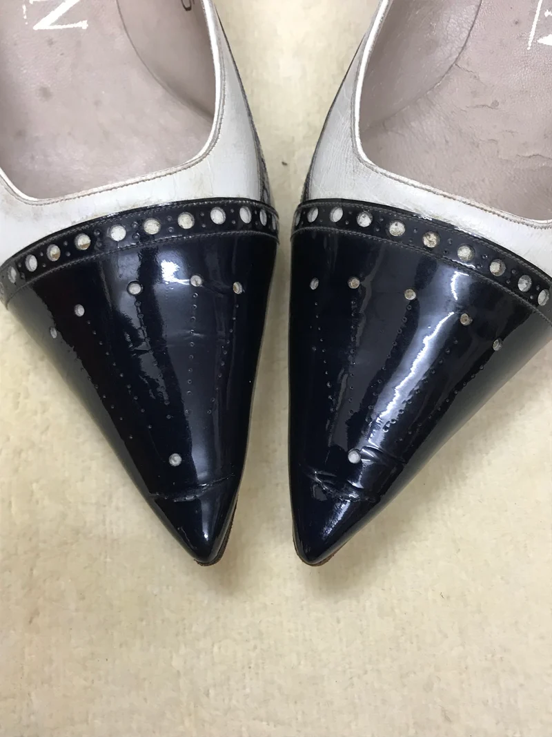 Vintage-Schuhe – 50er Jahre Stil – schwarz/weiß Lackleder (Gr. 39)