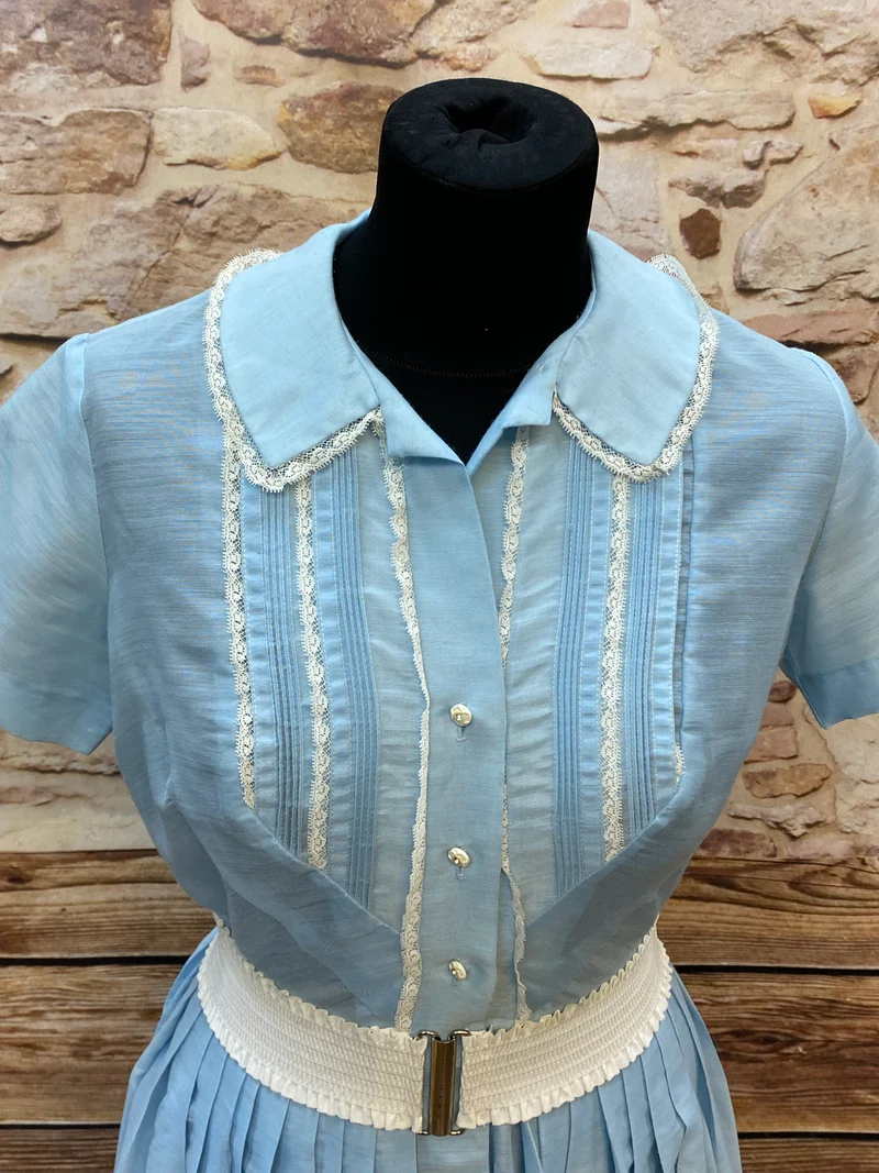 Vintage Kleid Oldtimer Mode hellblau Gr.34