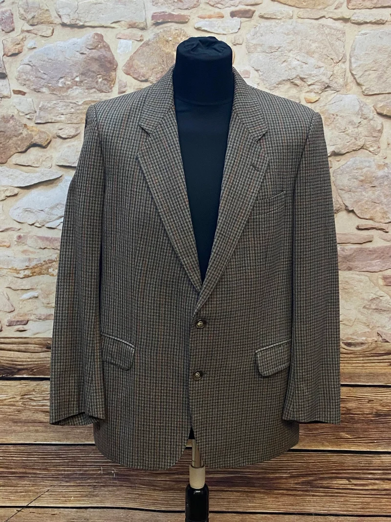 Karierte Herrenjacke Vintage Tweed Sakko Blazer Gr.48
