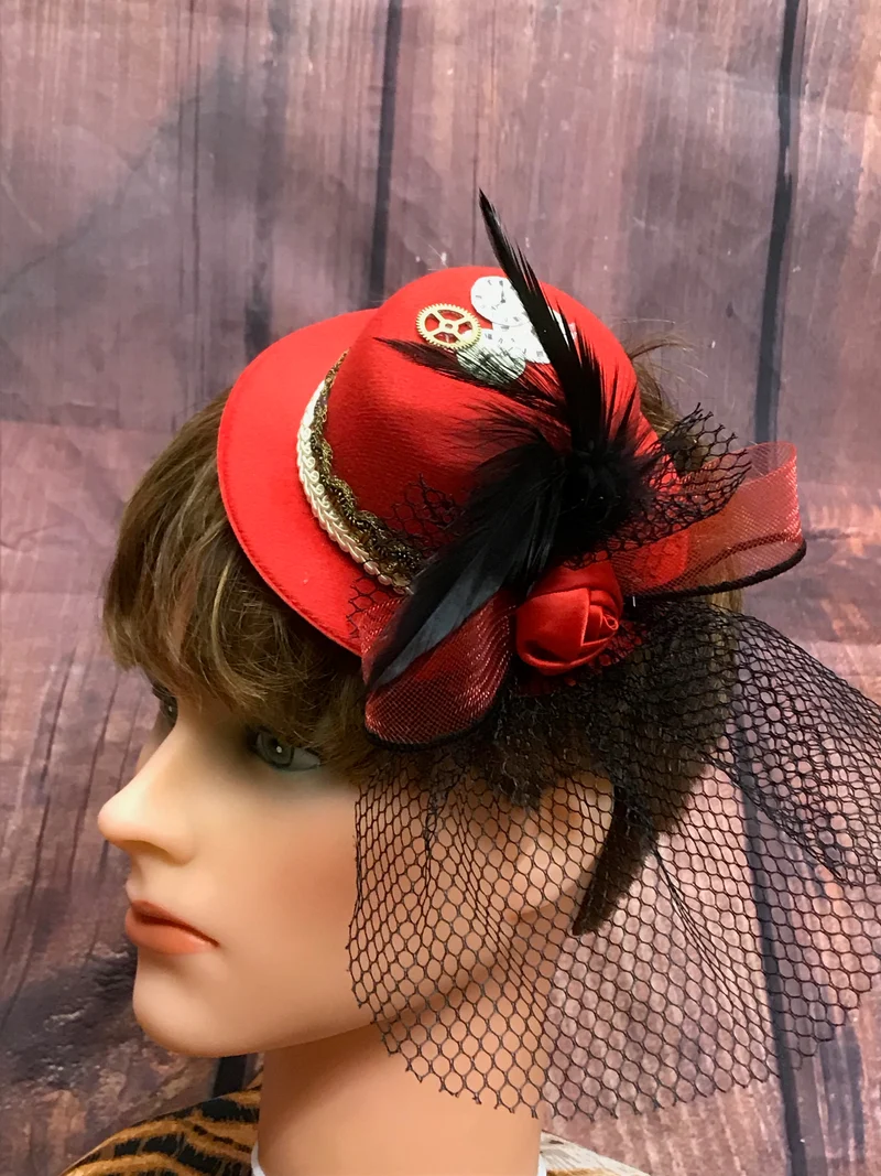 Steampunk Mini-Zylinder in rot Unikat
