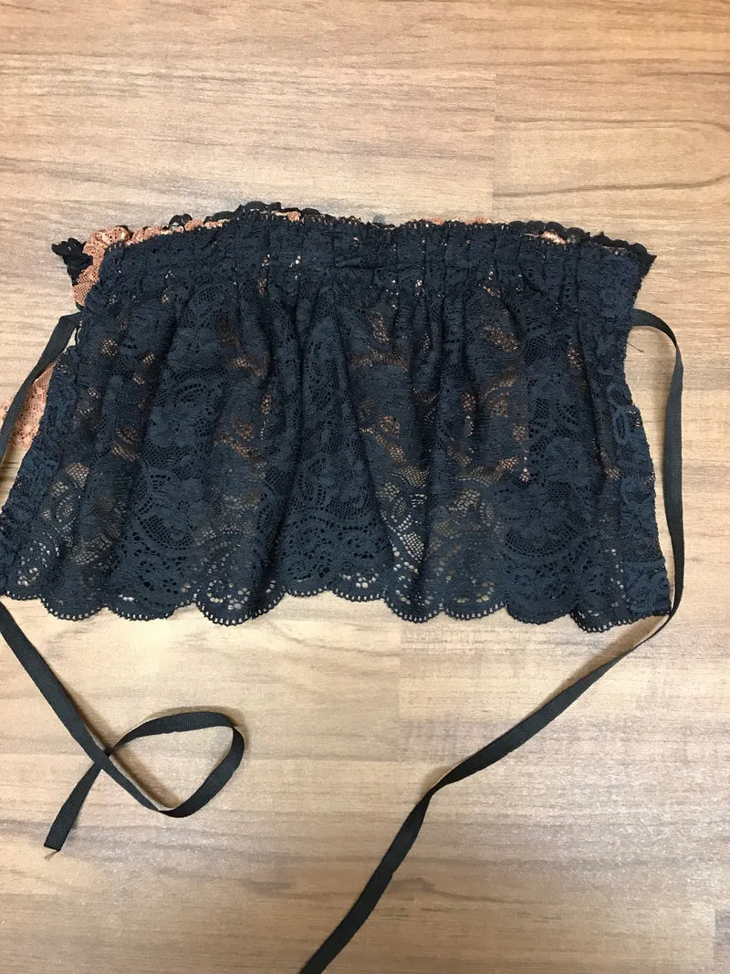 Steampunk Jabot aus schwarzer & kupferfarbener Spitze (29 x 20 cm)