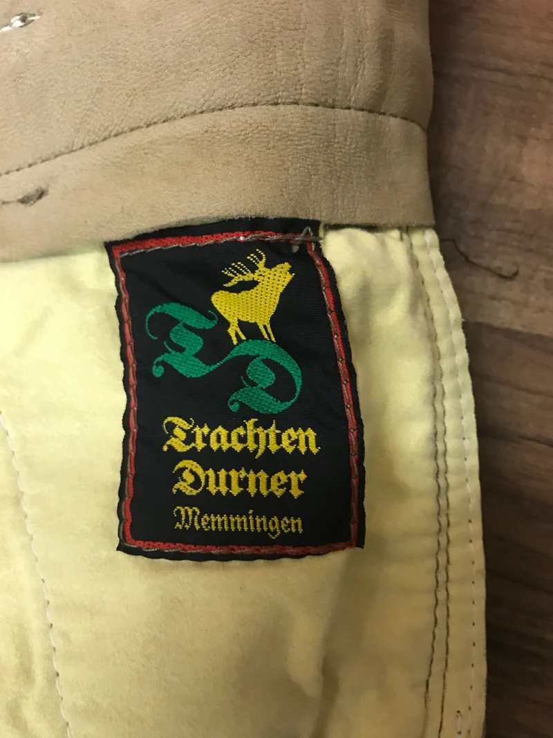 Vintage Lederhose Herren lang Gr. 64 – Durner Memmingen Trachtenhose braun mit Gürtel