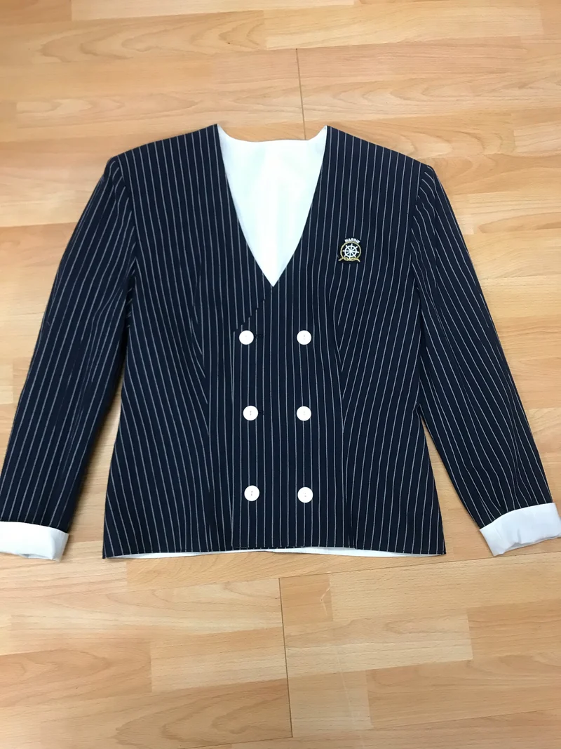 Vintage Nadelstreifen Blazer Jacke Damen Gr. 38 – maritim Doppelreiher