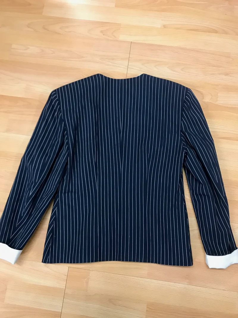 Vintage Nadelstreifen Blazer Jacke Damen Gr. 38 – maritim Doppelreiher