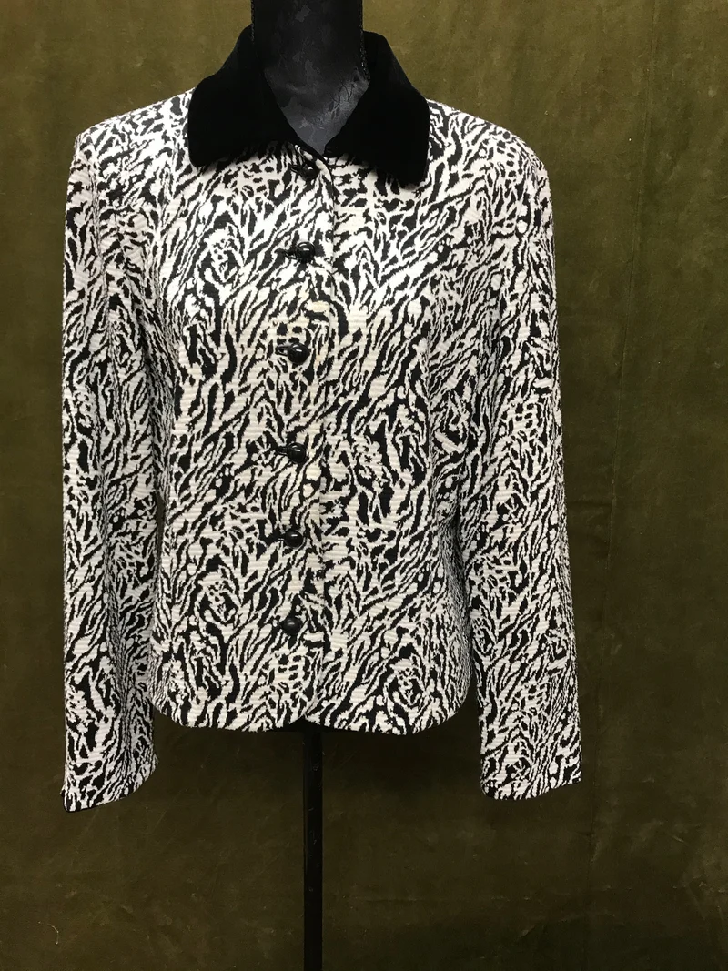 Vintage Damenjacke Animalprint und Velourskragen Gr. 46