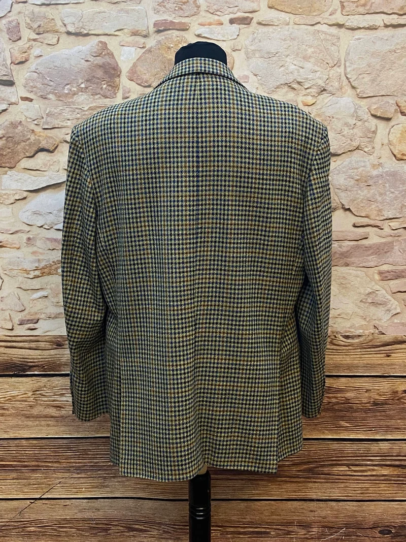 Kariertes Vintage Sakko in Größe 54 mit Schurwoll-Cashmere-Mischung