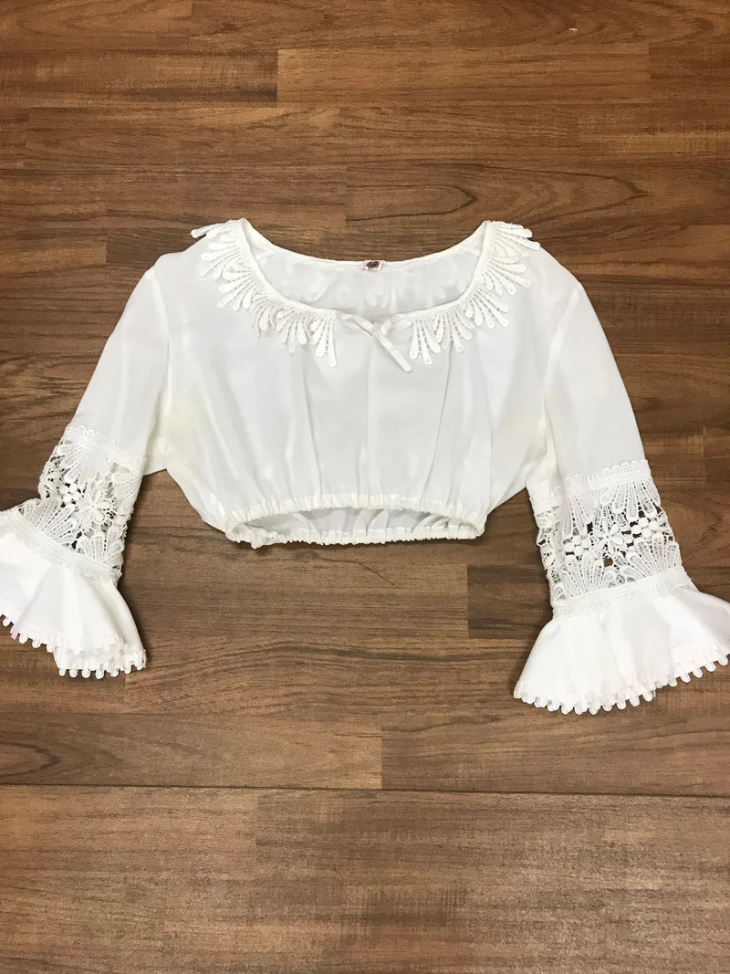 Vintage Dirndlbluse offwhite - 70er Jahre, Gr.42