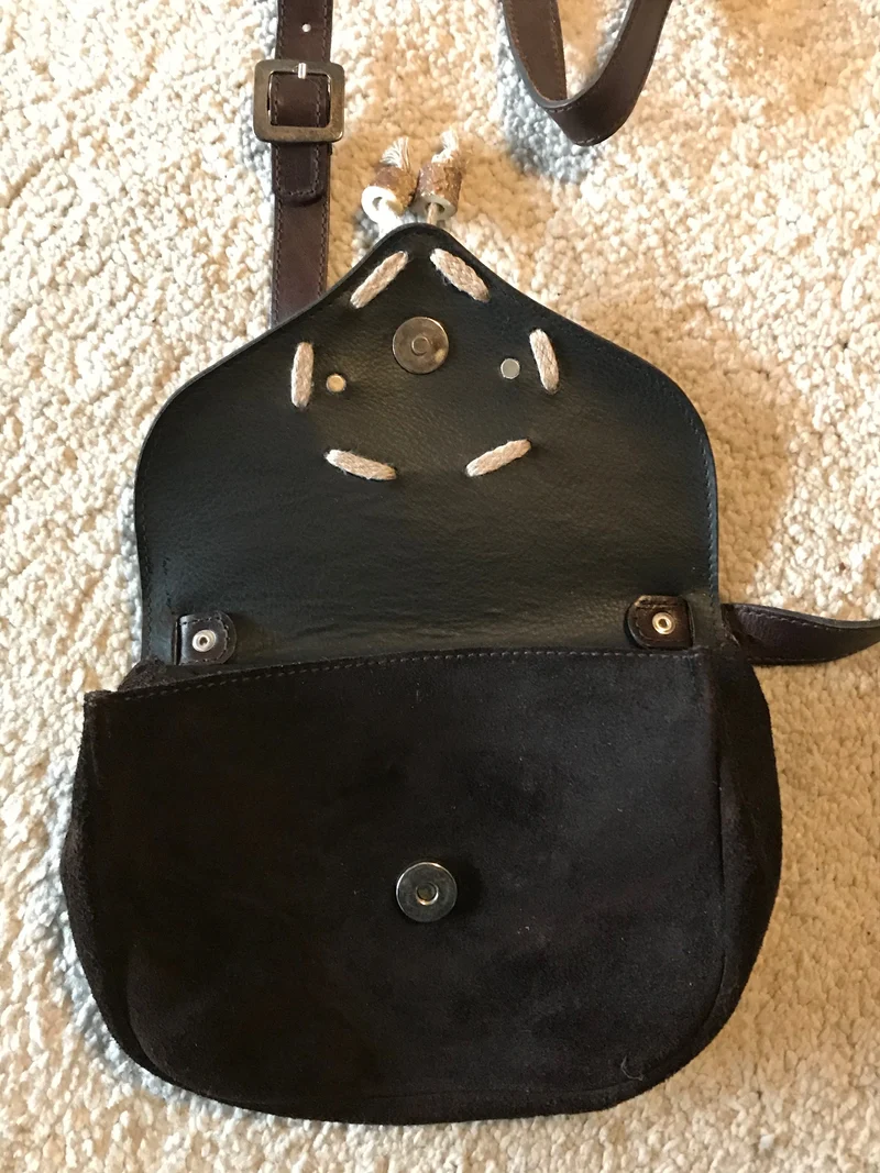 Vintage Trachtentasche braun - Ziegenveloursleder