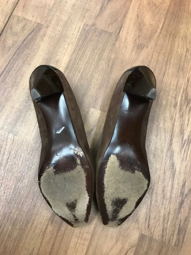 Bally Vintage Pumps Gr. 38 Braun – Wildleder & Lackleder – Made in Switzerland