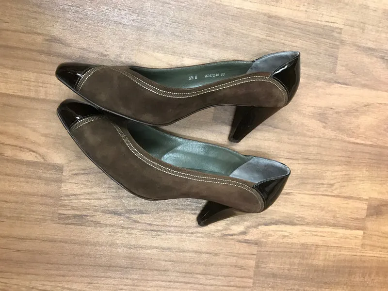 Bally Vintage Pumps Gr. 38 Braun – Wildleder & Lackleder – Made in Switzerland