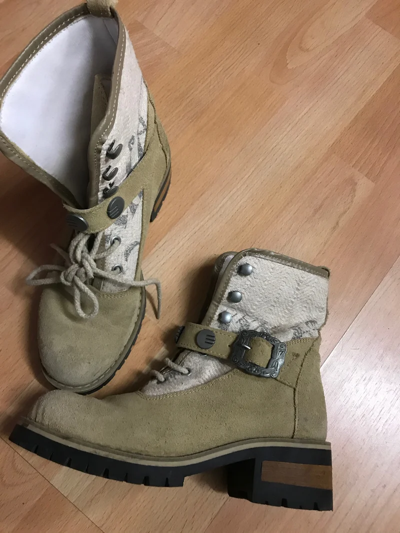 Trachtenschuhe beige – Schnürboots, Gr.37