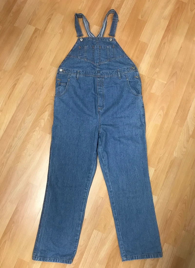 1970er Vintage Jeans Latzhose Damen Blau Denim Gr. 44
