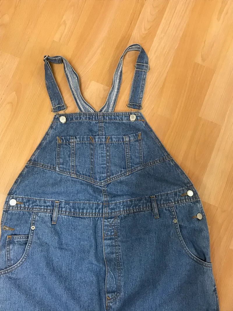 1970er Vintage Jeans Latzhose Damen Blau Denim Gr. 44