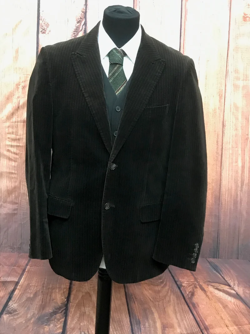 Vintage Cord Sakko Braun Gestreift – Größe 52
