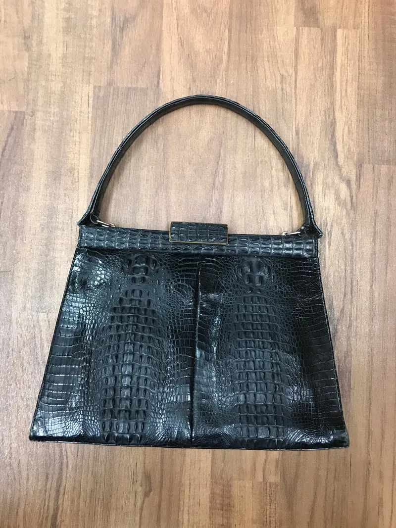 Vintage Krokodilleder-Handtasche mit Geldbörse (50er/60er Jahre)