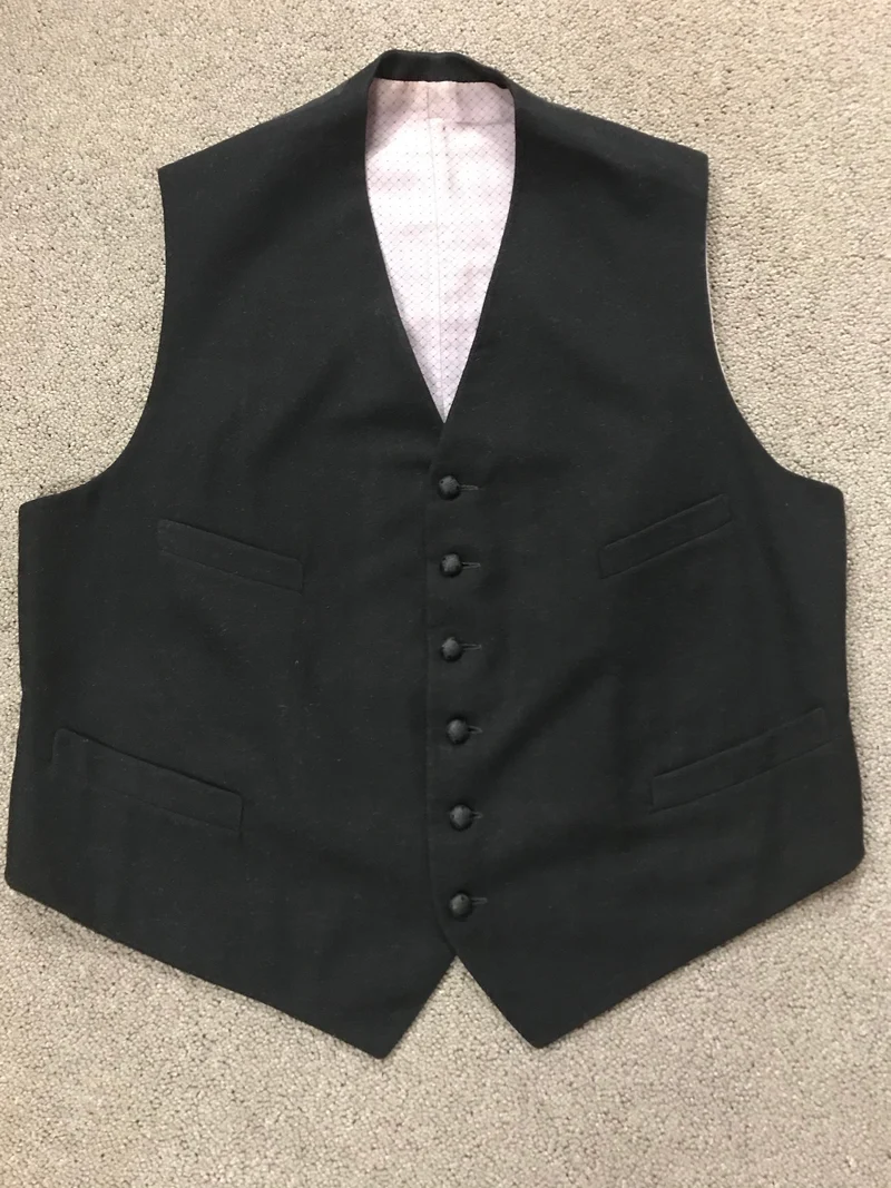 Vintage Frackweste schwarz Schurwolle handmade Gr. 50/52