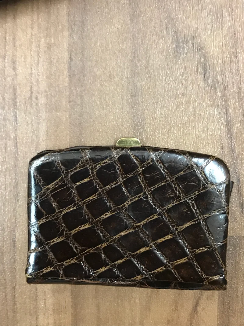 Exklusive Vintage Krokodilleder Handtasche mit passender Geldbörse – Luxus Sammlerstück