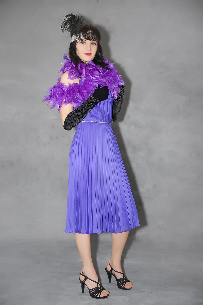 Charlestonkleid Lila Gr. 34, 3-teilig