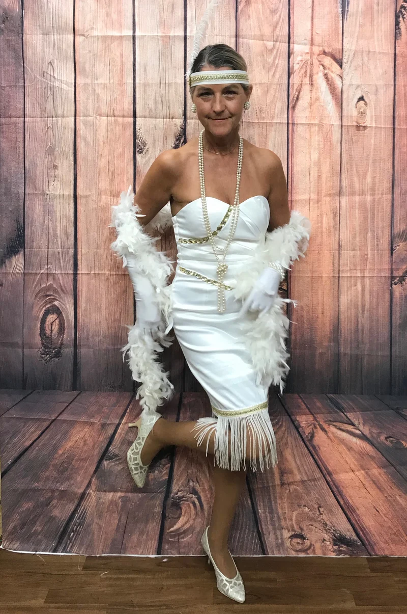 Vintage Charleston Set Weiß-Gold Gr. 38 – 20er Jahre Stil