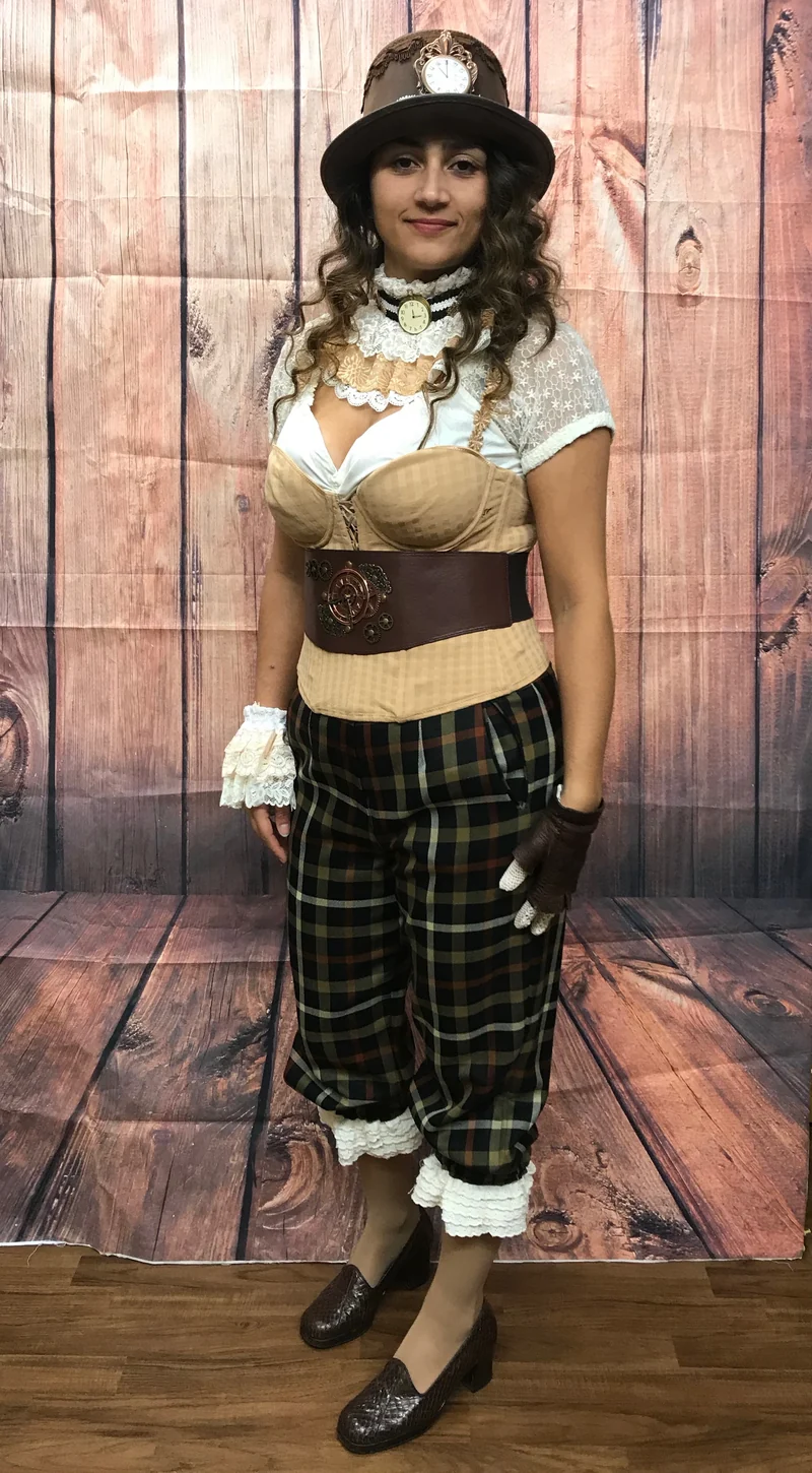 Steampunk Damen Outfit Gr. 40 in Beige-Braun