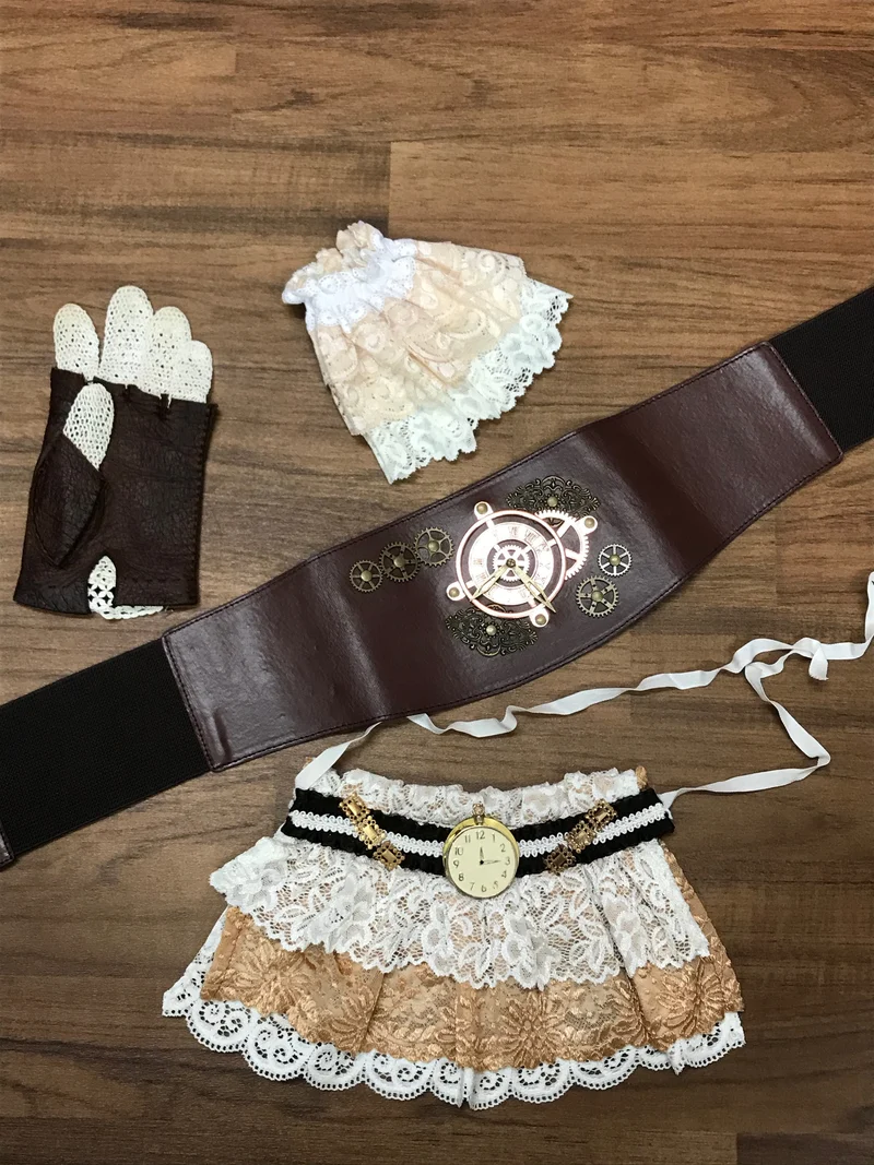Steampunk Damen Outfit Gr. 40 in Beige-Braun