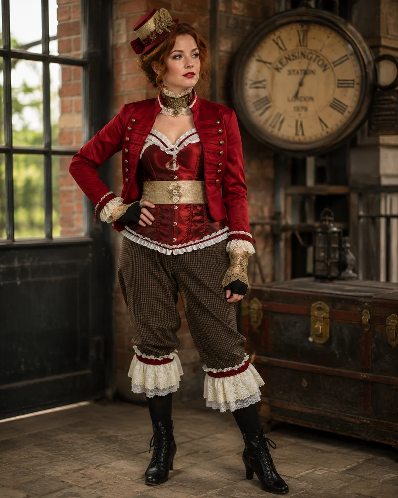 Steampunk Damen Outfit Gr. 38 mit Corsage und Bloomers