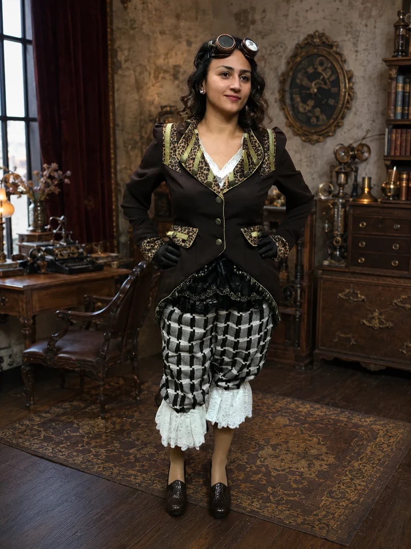 Steampunk Damen Outfit Gr. 42 – Jacke, Bloomers & Corsage