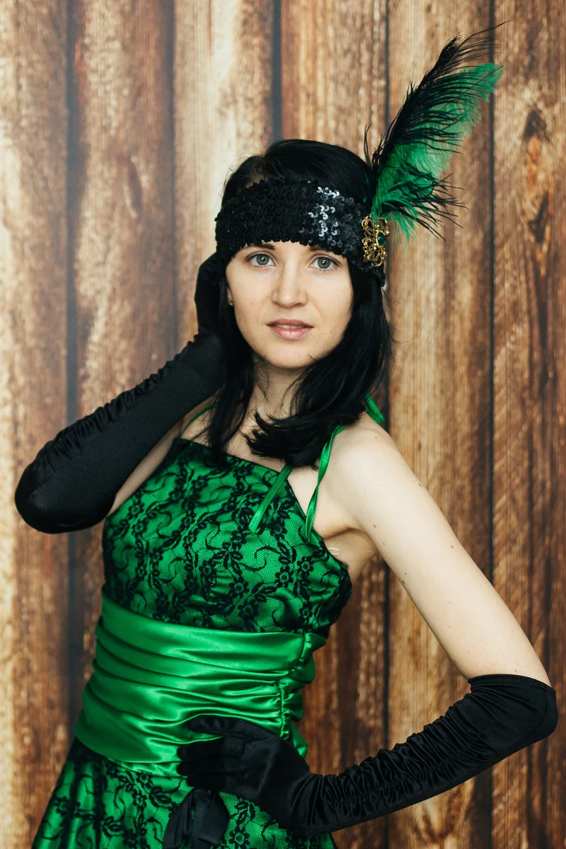 20er-Jahre Flapperkleid mit Spitze & Zubehör – Gr. 36 – Unikat