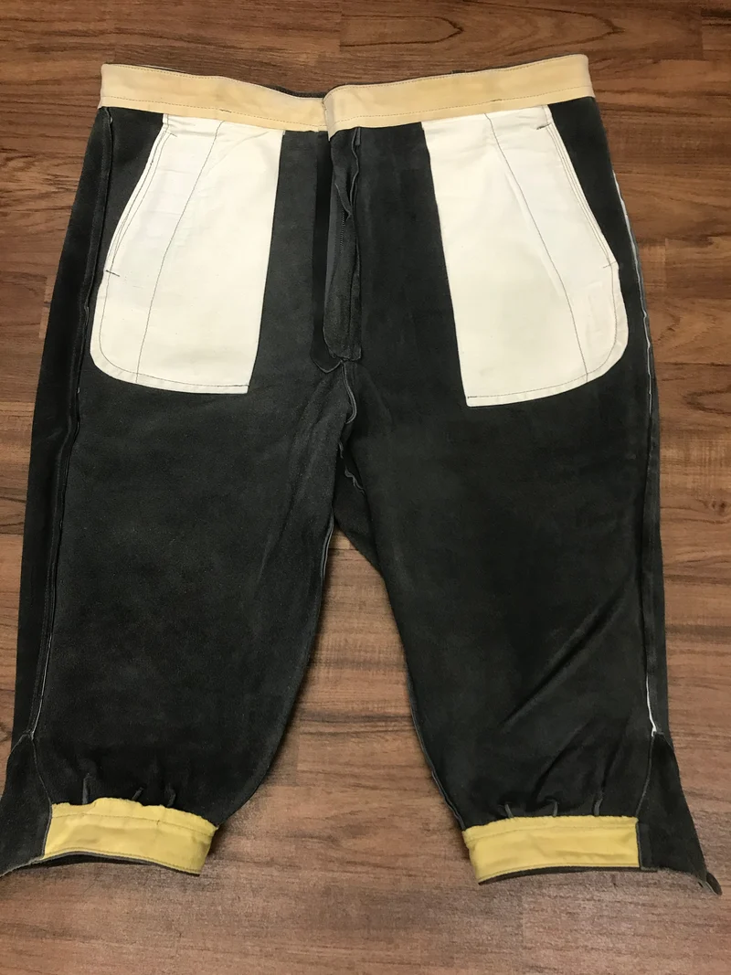 Vintage Kniebundlederhose Herren ca. Größe 60 Grau Echtleder 80er 90er