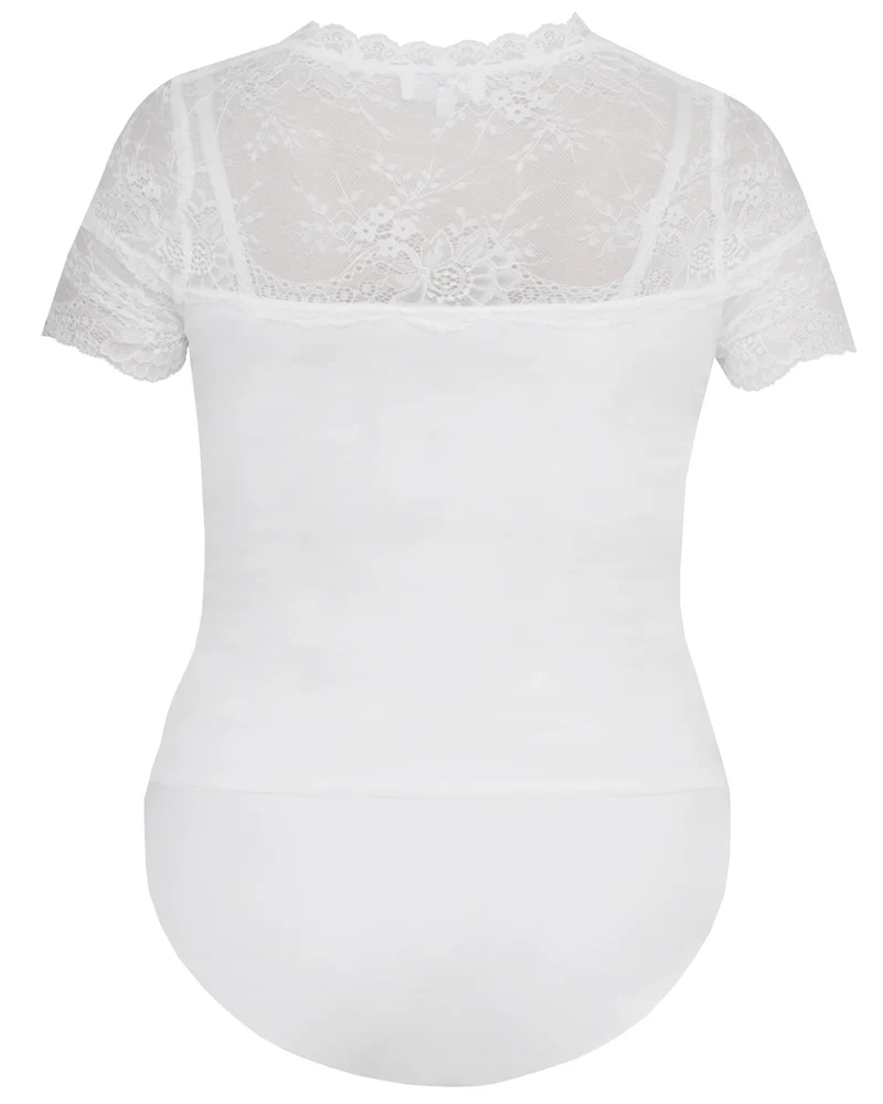 MarJo Damen Blusen Body "Henni-Ninette" Kurzarm 901700 | Offwhite