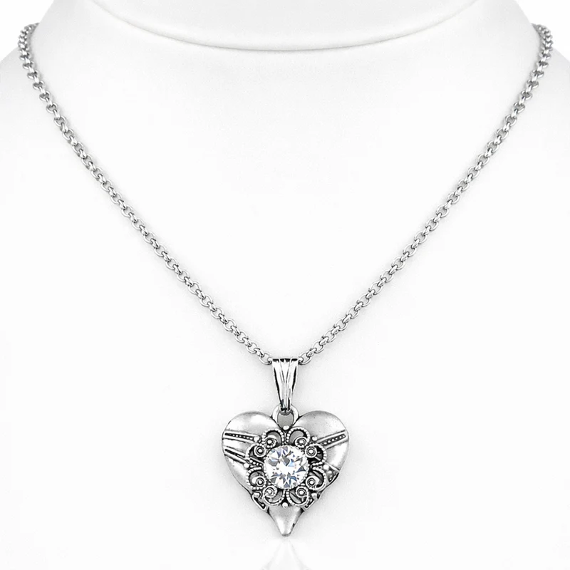 LUISIA® Halskette "Paula" - Herzanhänger und Premium Kristall | Altsilber