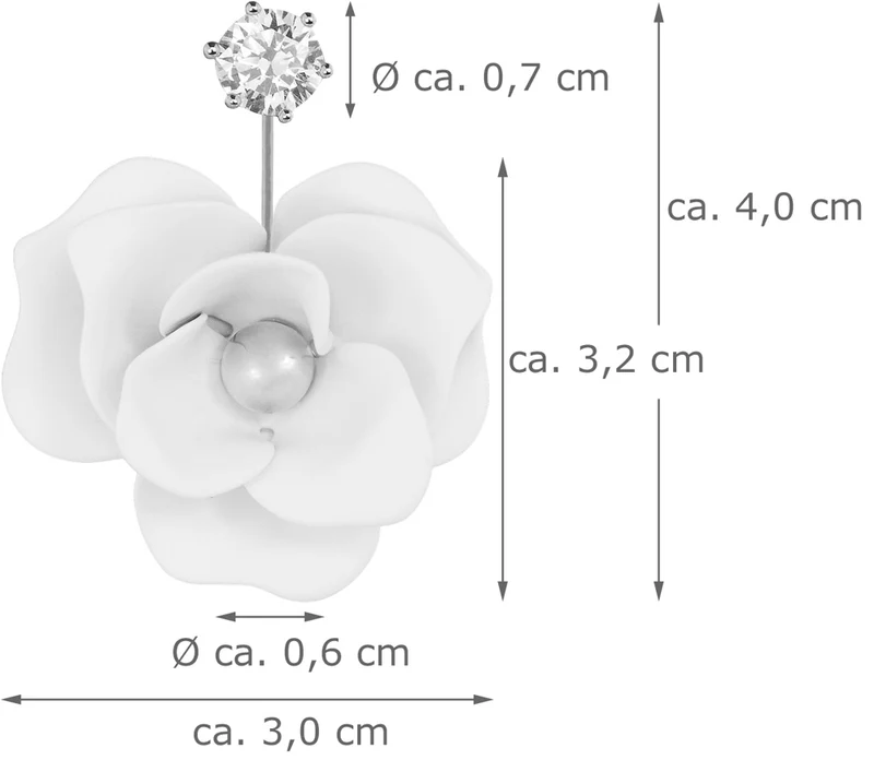 LUISIA Front Back Ohrringe Jarla mit Blumen - 16 Karat vergoldet Weiß
