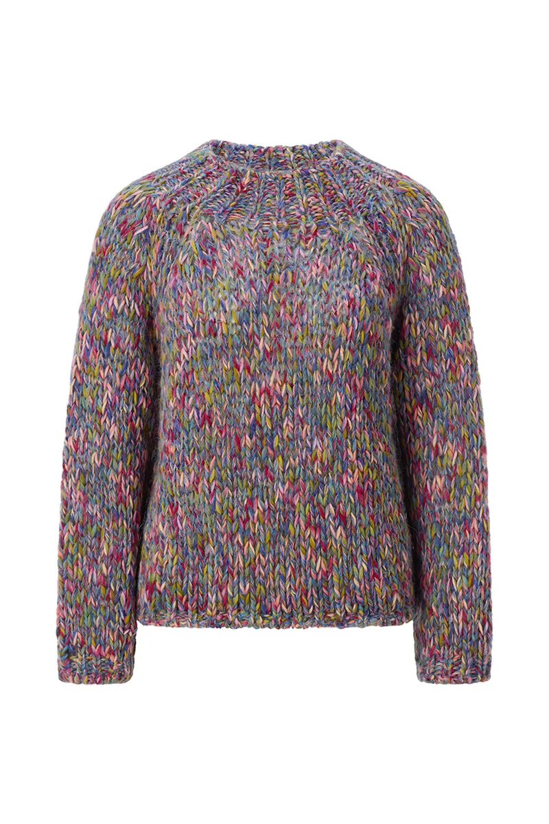 Chunky-Knit-Pullover mit Multicolor-Melange und Rundhalsausschnitt
