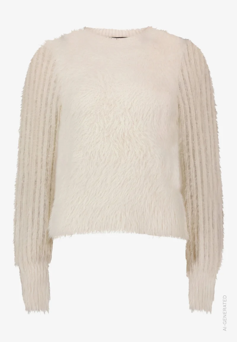 Flauschiger Pullover mit Stehkragen